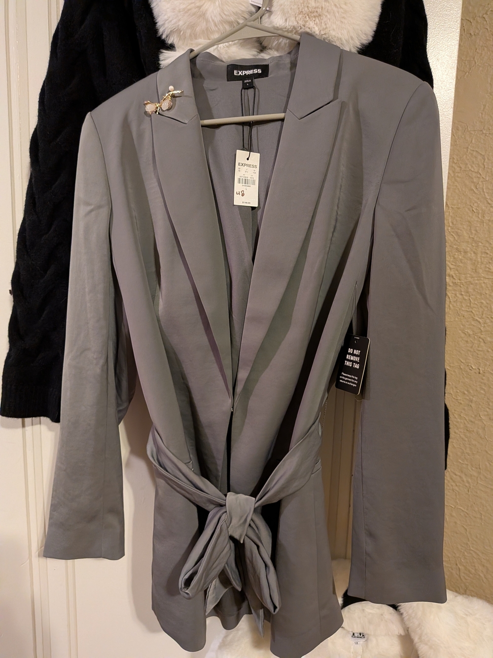 Express Women's Gray Tie-Waist Blazer Jacket